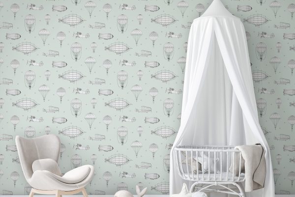 Mock Up wall In farmhouse Interior Background in baby room, nursery mockup, Scandinavian Style, 3D rendering, 3D illustration
