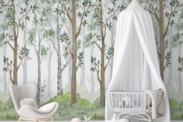Mock Up wall In farmhouse Interior Background in baby room, nursery mockup, Scandinavian Style, 3D rendering, 3D illustration